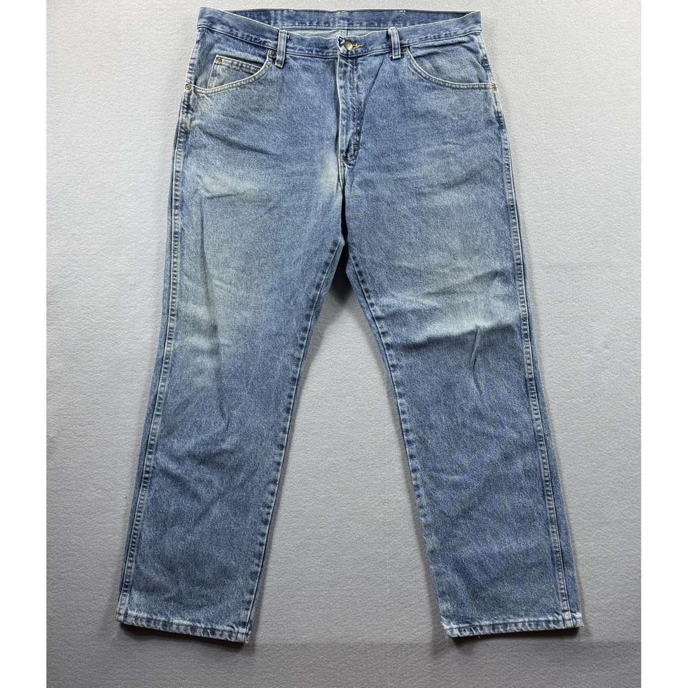 Wrangler‎ Jeans Mens 38x30 (Fit 38x29) Light Wash Blue Straight Leg Denim Casual